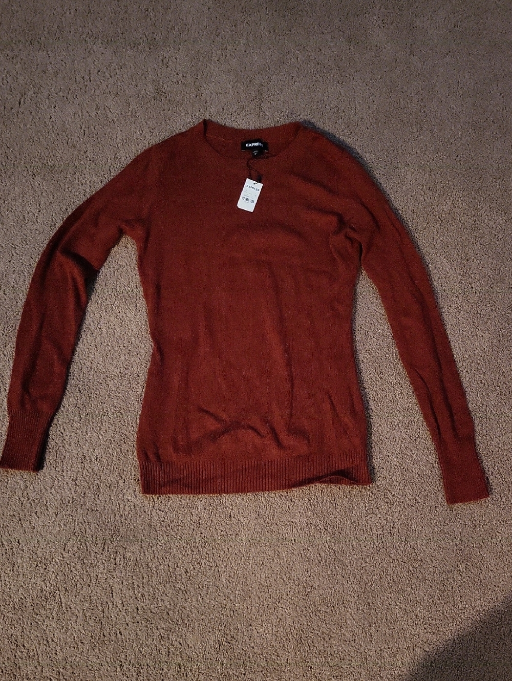 Express Women's Crewneck Sweater in Rust Brown